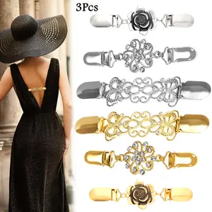 3 Pcs Cinch Vintage Sweater Dress Shawl Cardigan Collar Clip, Retro Waist Cincher Shirt Back Cinch Clothing Clip to Tighten Dress Pant Waist Tightener for Women Cinch Clips Adjustable Clips