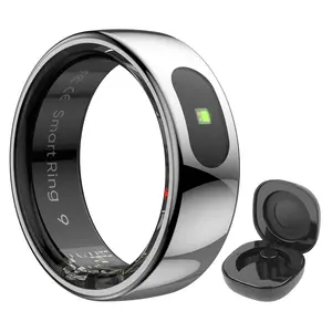 Smart Ring R08 Womens Men Electronic Smartring 5ATM Waterproof Blood Oxygen Pressure Health Monitor with Charging Case for Phone ALLOYSEED