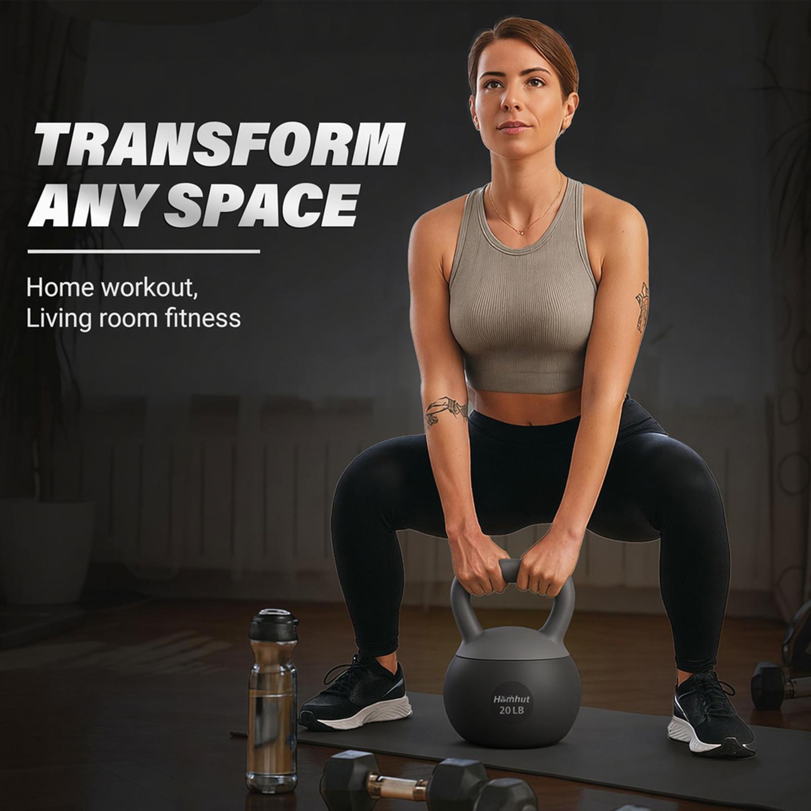 Homhut Eco-Friendly 15 lb Durable Soft Kettlebell with Handle, Non-Toxic Fitness Equipment for Home Gym Strength & Core Training Conditioning, Sports & Outdoor Gym Accessory, No
