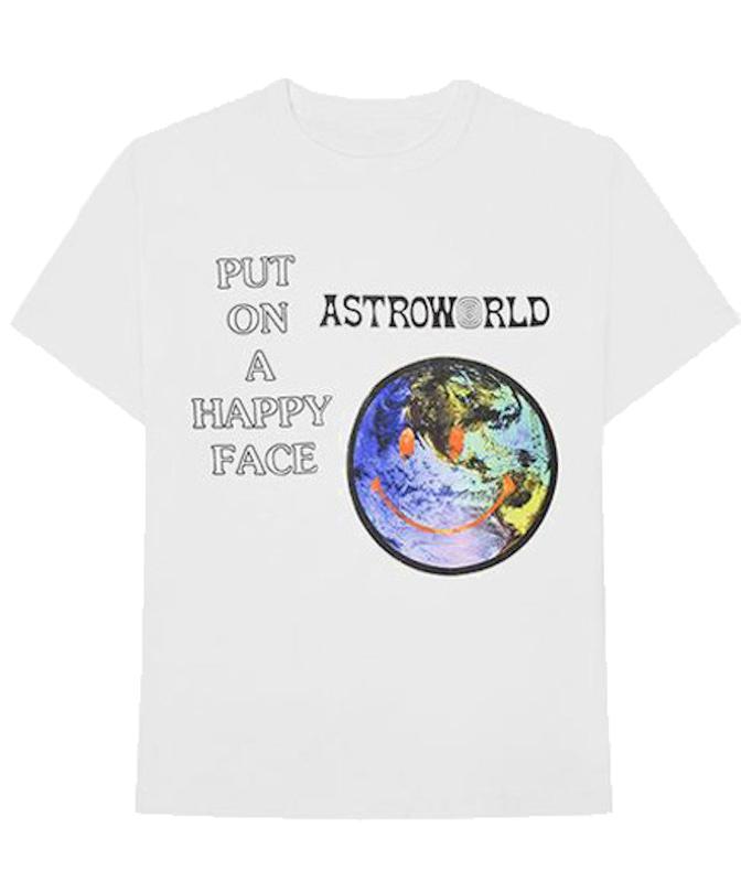 Travis Scott Astroworld Happy Face Tee White (men) by StockX