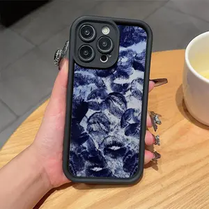 Blue Lip Pattern Phone Case, Anti-drop Shockproof Phone Protective Cover, Phone Accessory Compatible with iPhone 16 15 14 13 12 11 Plus/Pro/Pro Max
