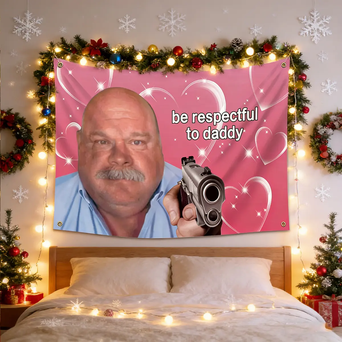 Daddy Winkle Bertram Tapestry 3x5 Ft Funny Meme Wall Hanging Be Respectful to Daddy Poster for Dorm Room Bedroom Party Backdrop Decor Gift
