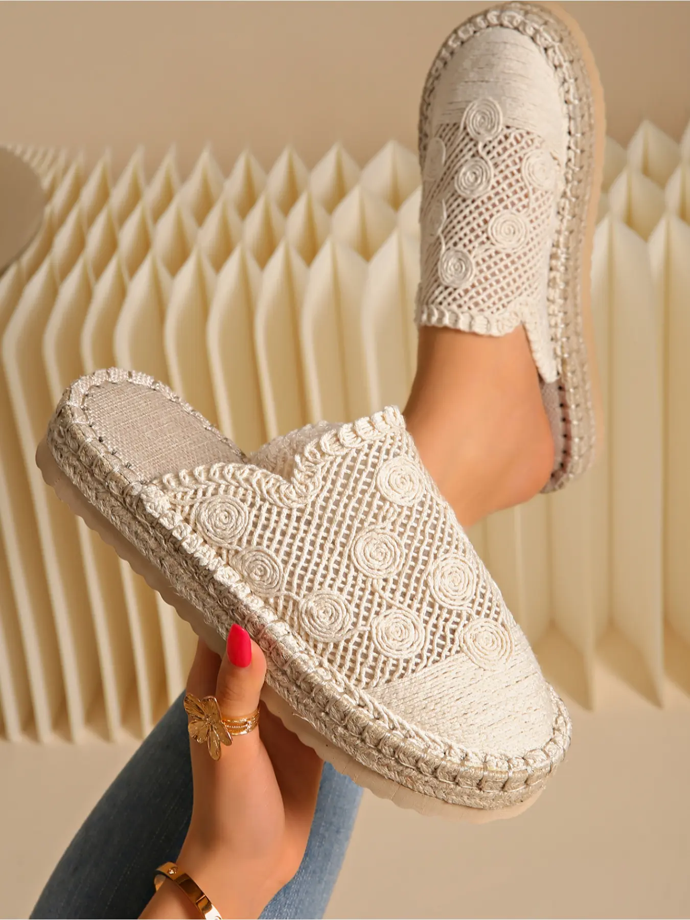2026 Latest Trendy High-Top Thick Sole Sandals, Hollow-out Breathable Braided Soft Sole Mules, Vacation Style Fisherman Half Slides, VersaOutdoor Sandals