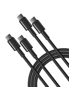 Baseus USB C Cable, 2-Pack 3.3ft 100W 5A Fast Charging USBC to USBC Cable, Zinc Alloy Nylon Braided USB Type C Charger Cord for iPhone 16 15 Pro/Plus/Pro Max, MacBook, iPad Pro/Mini, Galaxy S24/S23