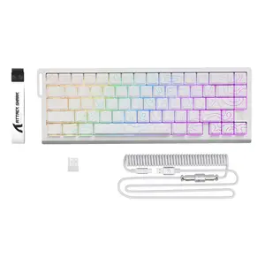 ATTACK SHARK Wireless Gaming Keyboard, 60% Gaming Keyboard with RGB Backlight, Hot-swappable Keyboard with Coiled Cable for PC MAC