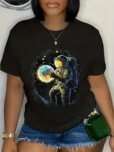 100% Cotton Unisex Astronaut Outer Space Gifts Science Gifts Funny Space Round Neck Short Sleeve T-Shirt Women's Men Graphic Tee