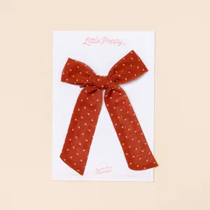 Pumpkin Chiffon Dot Bow Clip