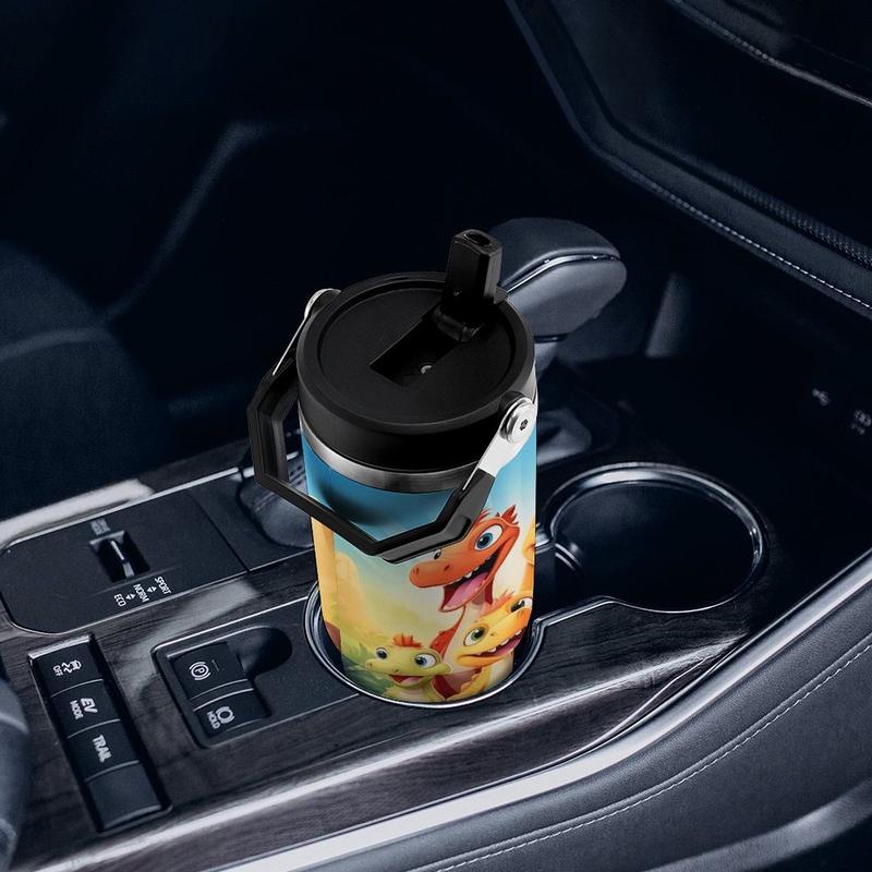 Dinosaur-Themed - Stainless Steel Tumbler - 30oz - Double Wall Insulated Travel Mug - Perfect for Hot and Cold Drinks - Ideal Gift for Dino Lovers