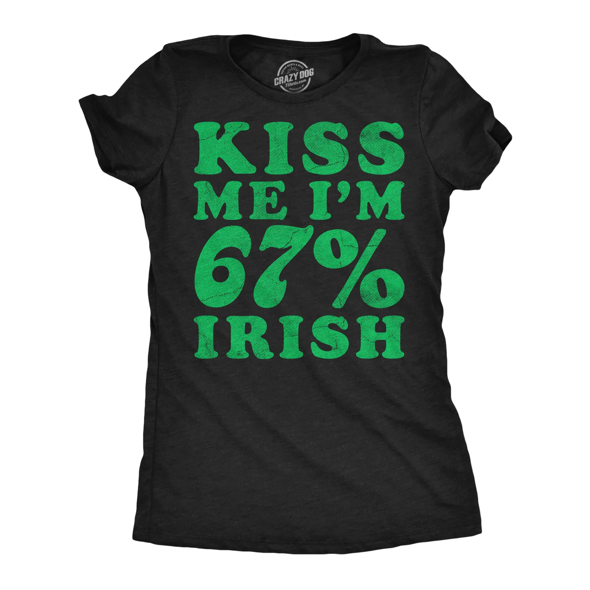 Womens Funny T Shirts Kiss Me Im 67 Percent Irish Sarcastic St Patricks Day Viral Tee For Ladies Funny Womens T Shirts Cute Vintage Fashion Casual Ladies T-Shirt Gift Saint Patrick's Day Tops for Women Funny Black -