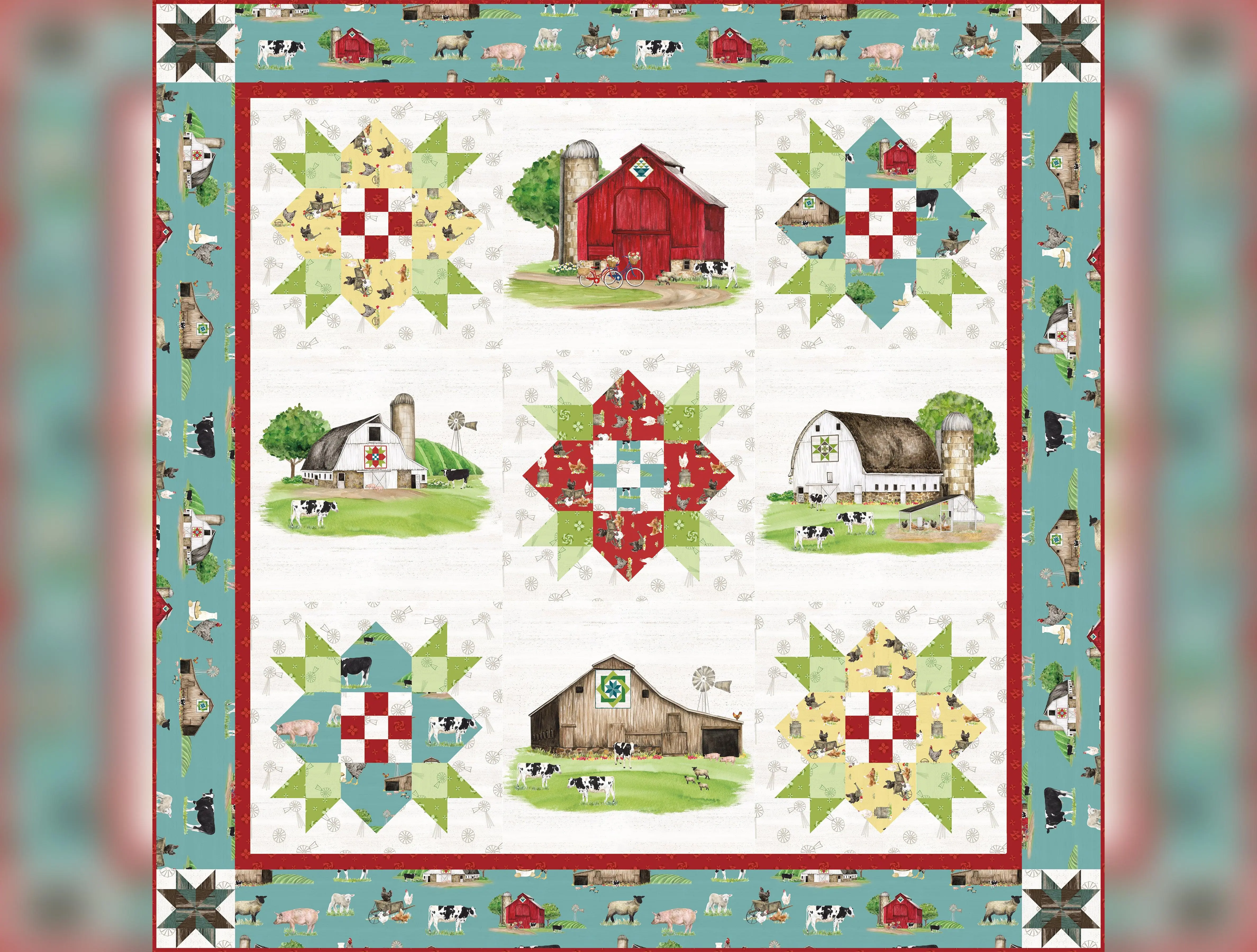 Spring Barn Quilts | Barn Panel Quilt Boxed Kit by Tara Reed for Riley Blake Designs | 60" x 60"