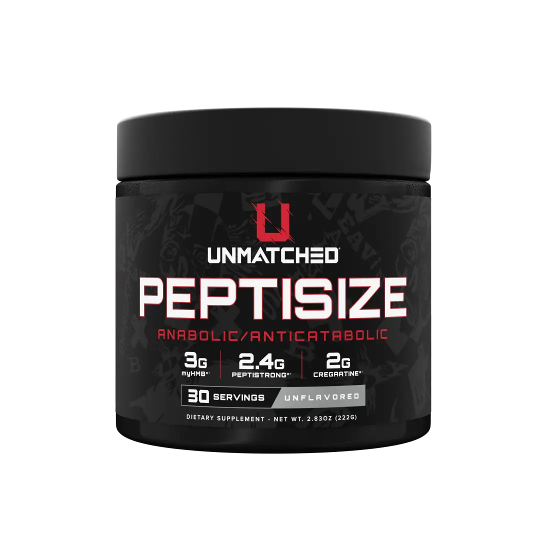 Unmatched PeptiSize Muscle Builder Powder - 3g myHMB, 2.4g PeptiStrong Peptides & 2g CreGAAtine Creatine - Anabolic / Anti-Catabolic Strength & Recovery Supplement, Unflavored, 30 Servings