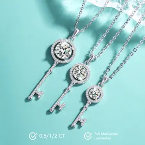 Agatha Key Moissanite Necklace S925 0.5/1.0/2.0 CT - Round Cut - Lore Jewelry