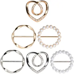 6 count Cute Scarf Ring and Slides for Scarves,  T-Shirt Clips for Women Clothing, 3 Different Sized  Cinch Clip Buckle For Womens Clothing Accessories, /