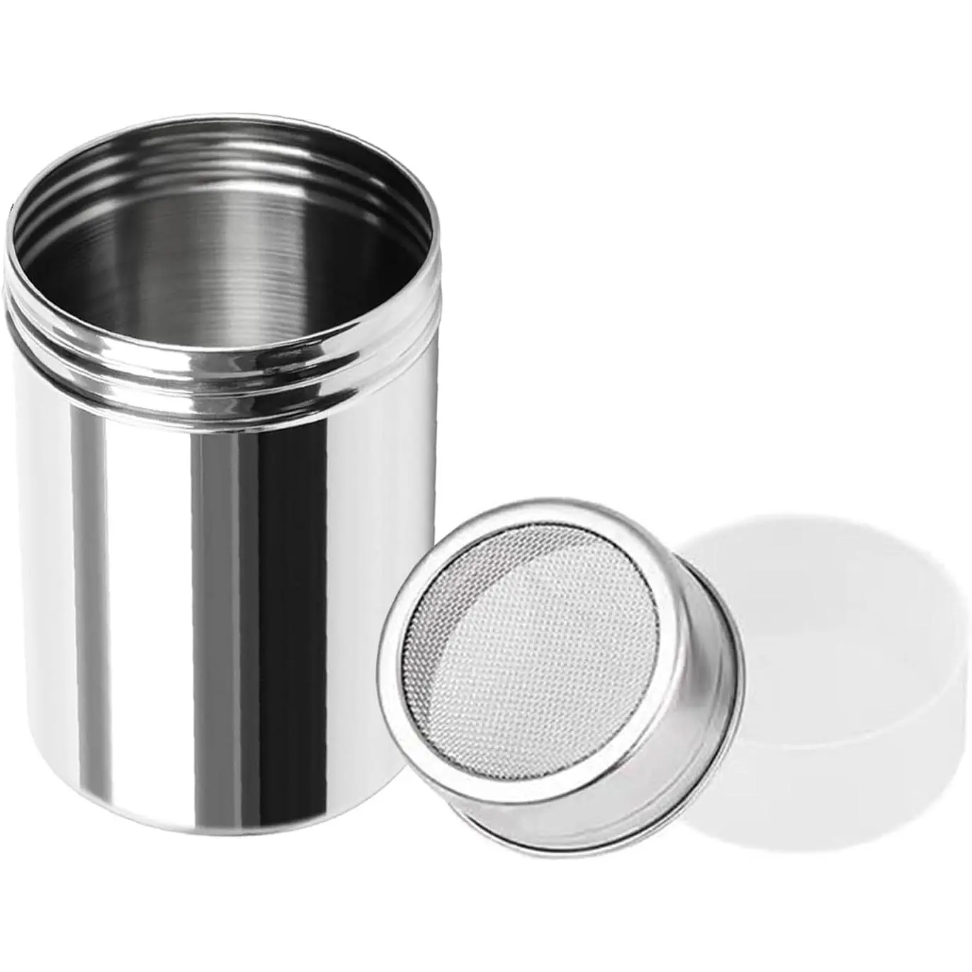 Powder Sugar Shaker Duster with Lid, Fine Mesh Shaker Powder Cans for baking soda Cocoa Cornstarch Coffee Flour ect(1 Pack)