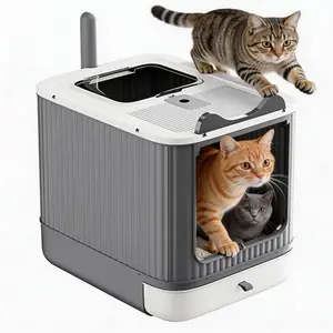 Foldable Cat Litter Box, Fully Enclosed Litter Box with Lid, Covered Kitty Kitten Litter Boxes Enclosure with Scoop, Odor Control, Easy to Clean, 3 Modes for Cat up to 12 lbs