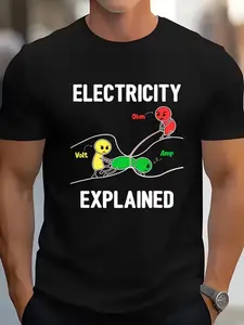 Electricity Principles T-Shirt - Ohm'S Law And Circuit Diagrams (Voltage Current Icons) - Funny Electrician, Physics Teacher, Engineer Gift - Unisex Science Apparel