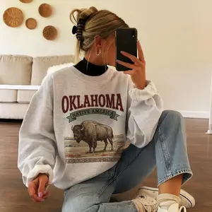 Oklahoma Native America Sweatshirt | Vintage Bison Crewneck | Retro 90s Western Pullover | Rustic Midwest Sweatshirt | USA Heritage Gift