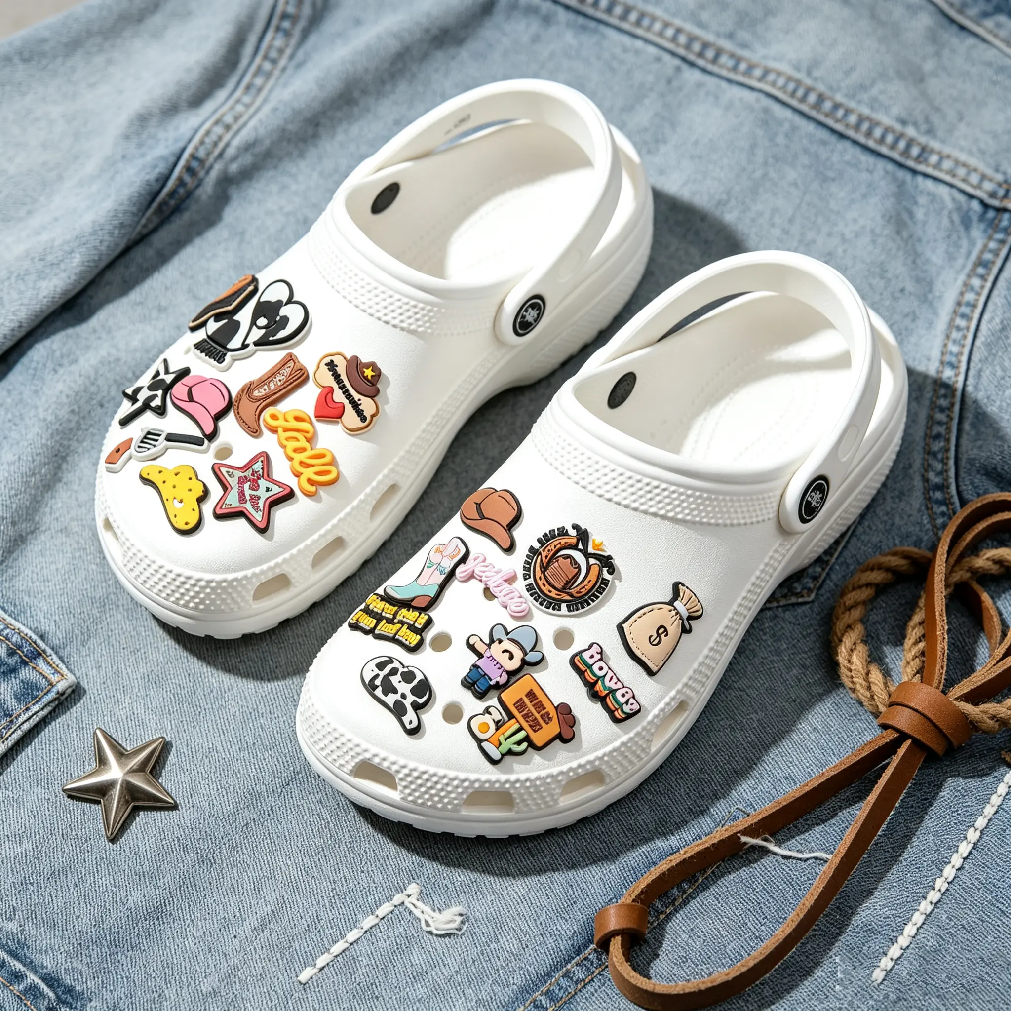 24 Pcs Shoe Charms  Cowboy PVC  Diy Clog Charms The Perfect Choice for Party Favors / Birthday/New Year / Christmas/ Halloween Gifts