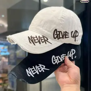Unisex Distressed Embroidered Dad Hat - Vintage Streetwear Baseball Cap, Men’s Hats for Casual Outfits