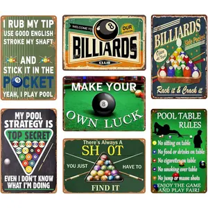 Funny Billiards Metal Tin Sign - Vintage Pool Table Accessories, Billiard Room Wall Art for Game Room & Man Cave Decor, Sports Bar Signs, Unique Gifts for Men 8 x 12 Inch(7pcs)