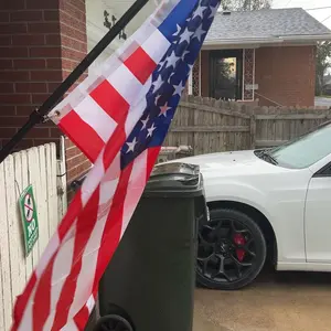 Yeesun Flag Pole for House with 3x5 American Flag, 6 FT Wall Mount Flag Pole with Bracket for Home Porch,Outdoor Deco Garden Accessories Tangle Free, Wind Resistant Flagpole,TikTokShopBlackFriday