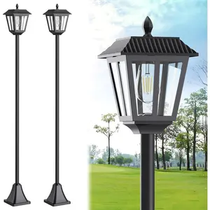 68" Solar Lamp  Light Outdoor - 3000K Warm White, IP45   Solar Lights Outdoor, Pole Lights Decorative Lamp for Yard Garden Patio Lawn Pathway Driveway Front/ Door (2PK)