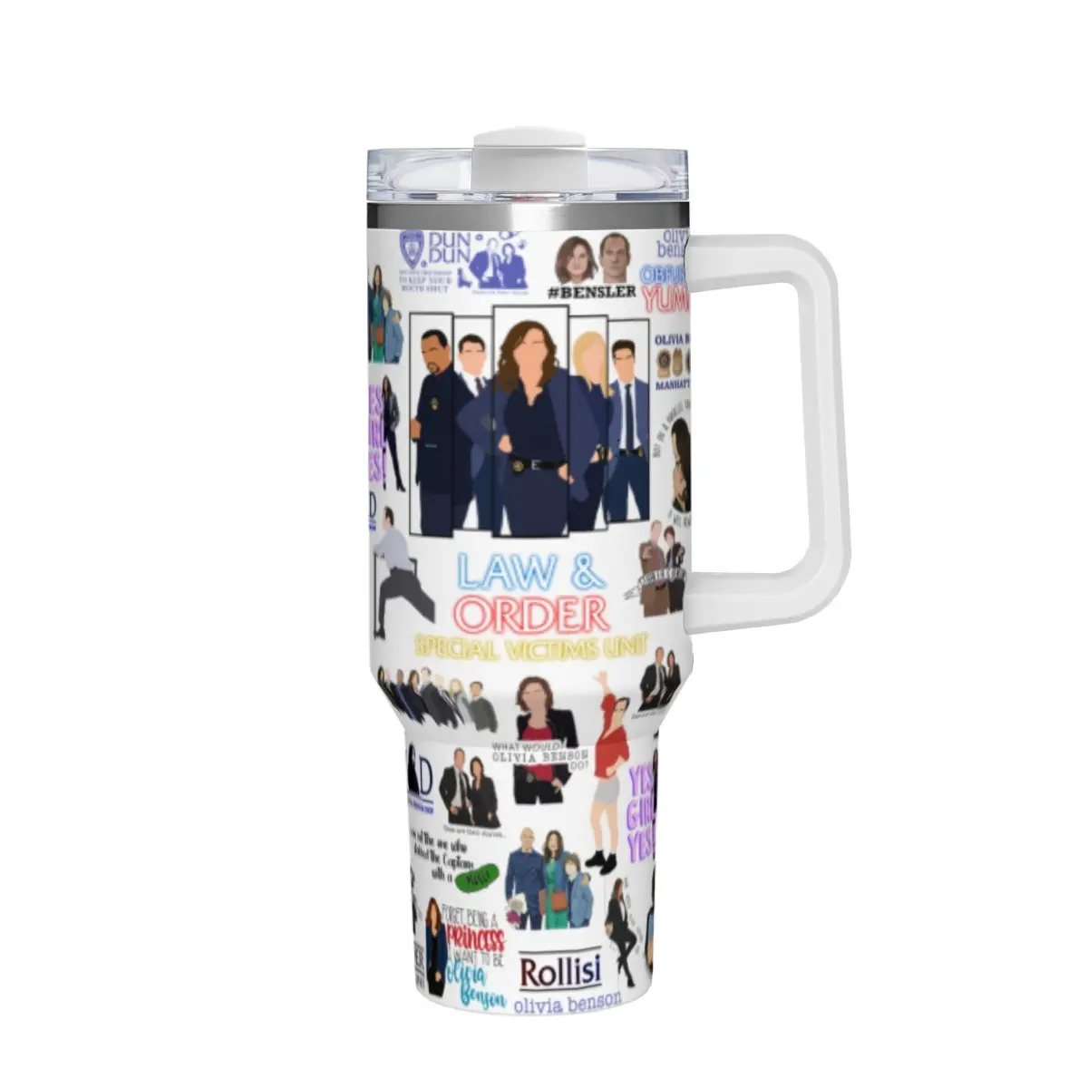 SVU Olivia Benson Inspired Collage Design Waterproof Vinyl Fan Art Sticker Pack, 40oz BPA-Free Dishwasher-Safe Double-Wall Insulation Accessory for Coffee Lovers’ Water Bottles, Gifting To Someone Special