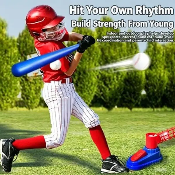 Kids Automatic Baseball Pitching Machine Toy Set Outdoor Sport Game Bat & Ball Training Toy for Boys Girls