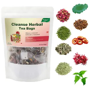 Gut Cleanse Herbal Tea - Caffeine-Free, Non-GMO, Vegan, 60 Bags with 9 Natural Herbs, Hibiscus, Stevia, Nettle Leaf, Natural Flavor for Gut Health & Digestion