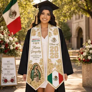 Personalized Mexican Graduation Stole 2026, Virgen de Guadalupe Catholic Sash, Orgullo Mexicano Senior Gift
