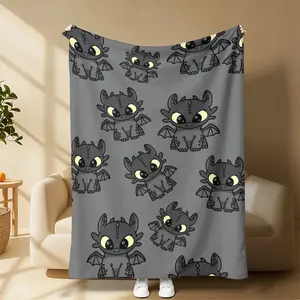 Toothless Flannel Blanket How to Train Your Dragon Pattern Cozy Soft Lightweight Warm for Couch Sofa Bed Living Room Travel Home Decor Gift Suitable for all four seasons A gift suitable for fans, friends and children