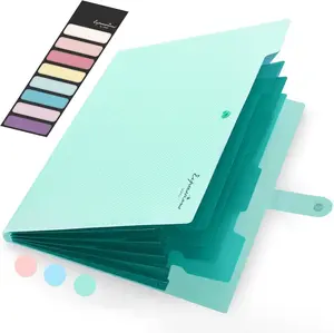 Ezyware School Supplies File Folder Letter Size Accordion File Organizer Expanding File Folder for Document Portable Paper Organizer for Office Green with 5 Pockets and Tabs Upgraded Spine for Larger Capacity Easy Organization