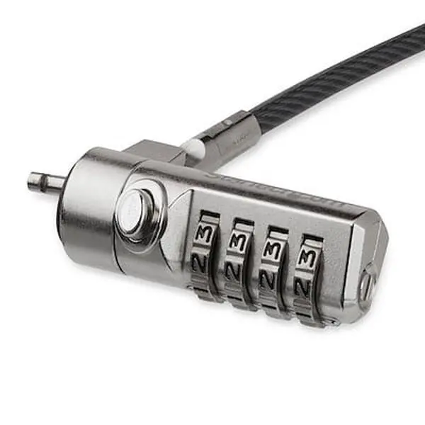 Startech LTLOCK4D 4-Digit Resettable Combination Keyless Padlock - Laptop Security Cable Lock with Dock, 0.3 lbs, 360-Degree Rotation, 90-Degree Pivoting for Travel, Office Use