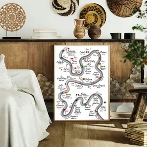 Frameless 2026 F1 Race Calendar Poster, Multiple Sizes Available, Stylish Track Map, High-Quality Print, Ideal for Home Decor, Racing Enthusiasts