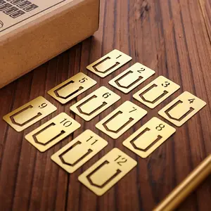 12 count Brass Bookmarks, Mini Cute 1-12 Number Book Marks Ideal Gifts