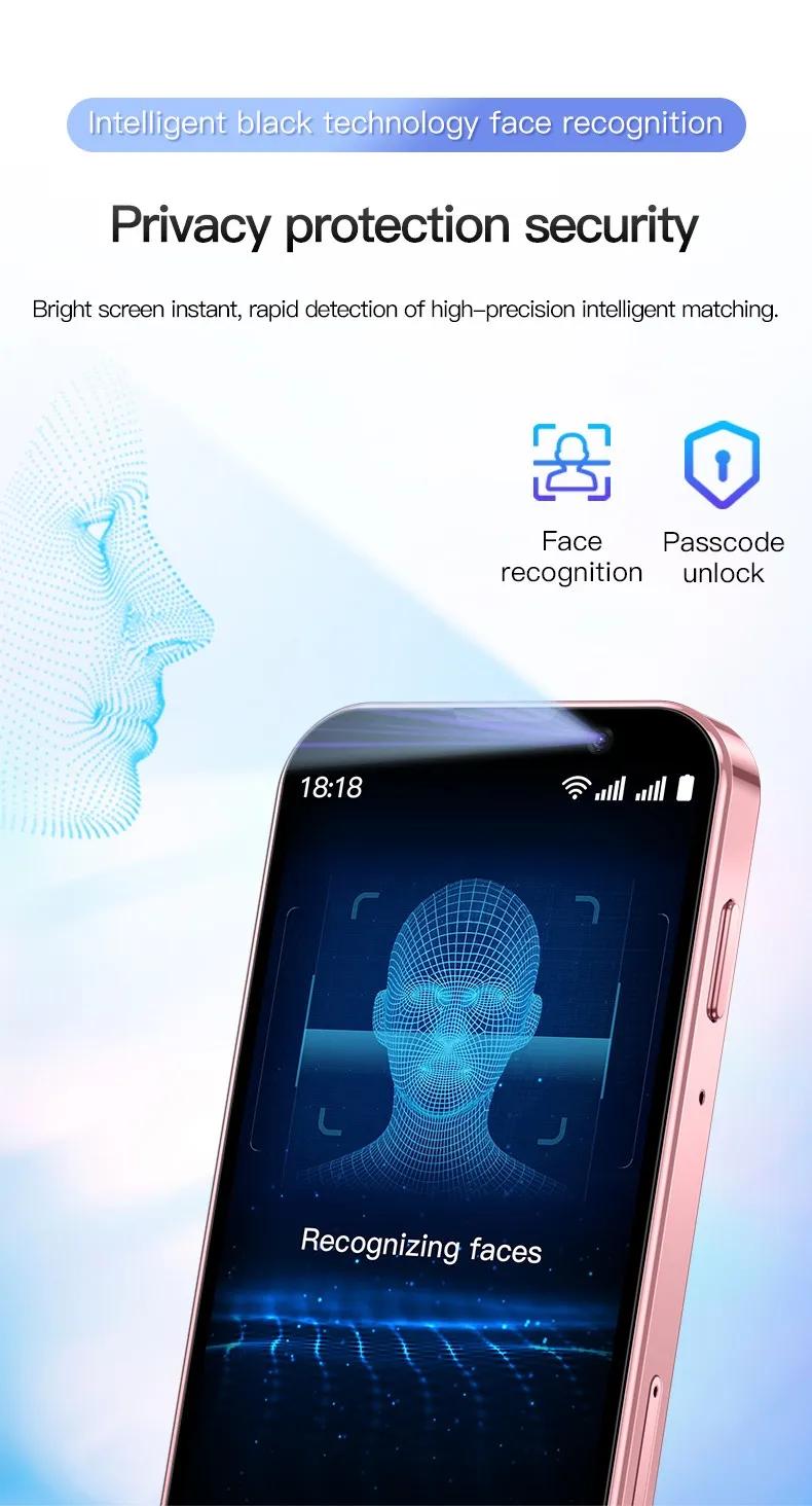 3-inch mini pocket smartphone with HD touch screen, 3G  Android 9 smartphone， 2+16GB RAM, dual SIM dual standby, 2MP+5MP dual camera, supports WiFi, Bluetooth, GPS, and calls.Suitable for children's portable phone