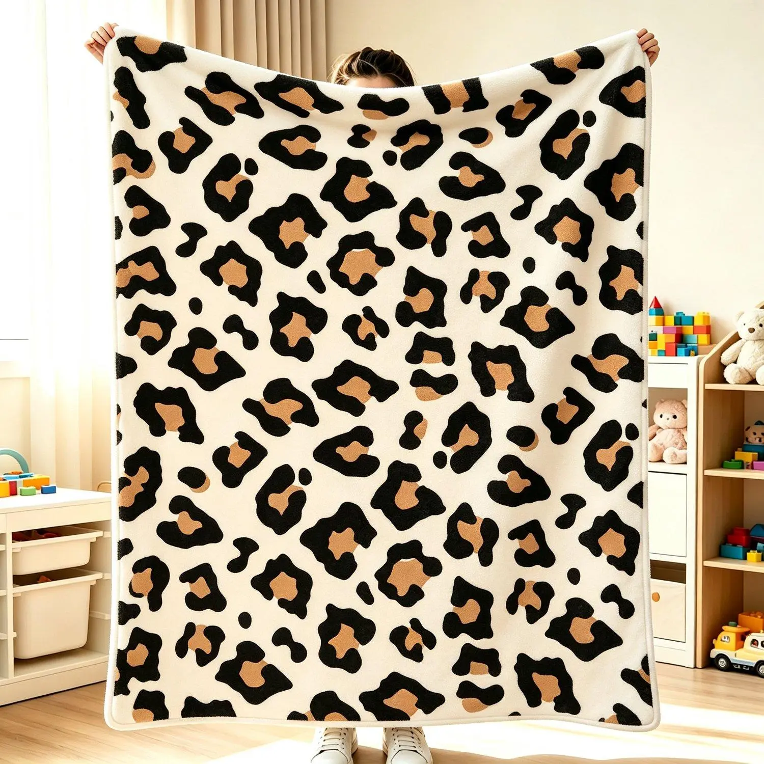 Cozy Leopard Print Faux Fur Blanket for Couch Fuzzy Soft Plush Thick Bubble Cheetah Style Throw for Sofa Bedroom Living Room Decor