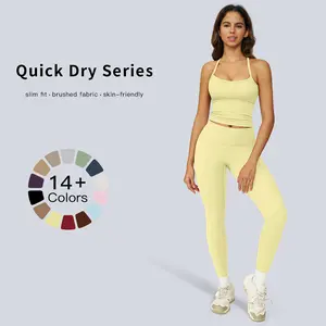 Two Piece Set Women's Sports Outfit Solid Color Short Vest Top & Bell Bottom Pants Workout Set Casual Comfortable Breathable Two Piece Activewear Yoga Gym Exercise Running Fitness Wear