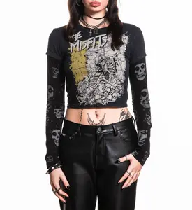 Affliction Women's Long Sleeve Shirt Misfits Shackles 2fer