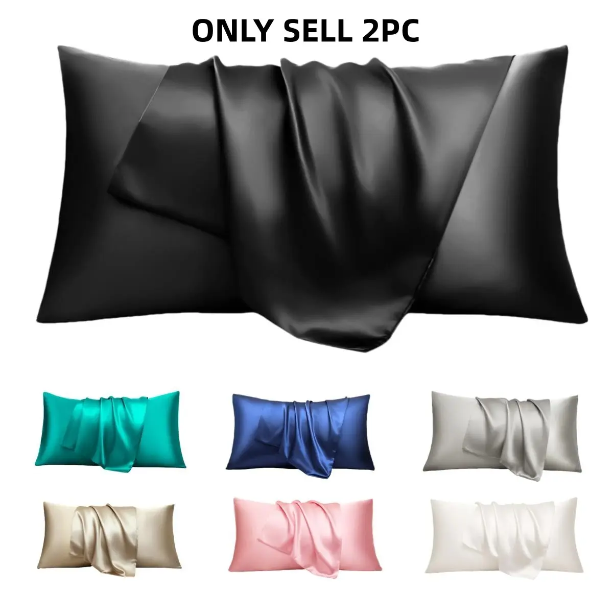 Solid Color Satin Pillowcase, 2 Counts Modern Minimalist Soft Comfortable Pillowcase, Silky Satin Bedding Supplies, Bed Linens for Home, Bedroom, Dormitory