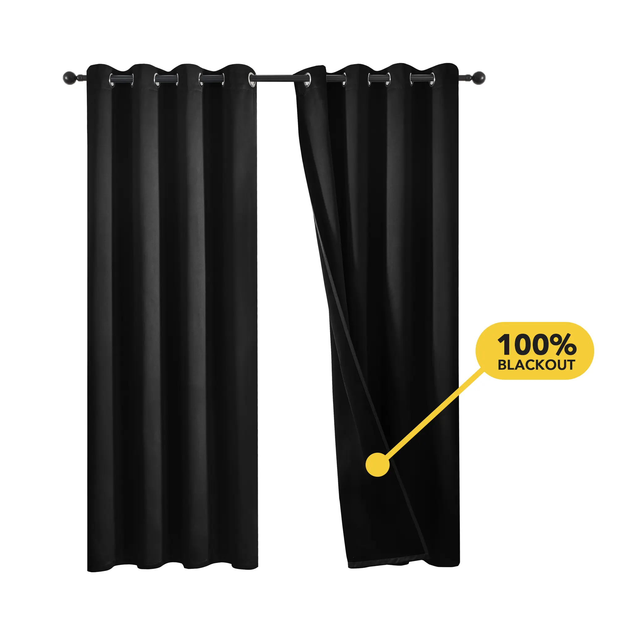 Deconovo 2-Panel 100% Polyester Blackout Window Drapes - Non-Customised, Double Layer, High Thread Count, Thermal, Noise-Reducing, Privacy-Focused, Machine Washable Grommet Darkening Curtains for Living Room, Bedroom, Grommet Curtains