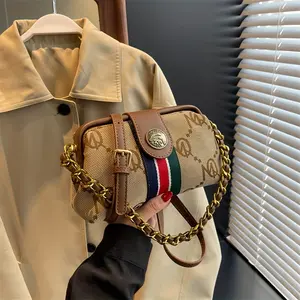 Summer Crossbody for Women Beige Bag with Adjustable Chain Magnetic Clasp Gold Accents Formal & Casual Polyester Interior