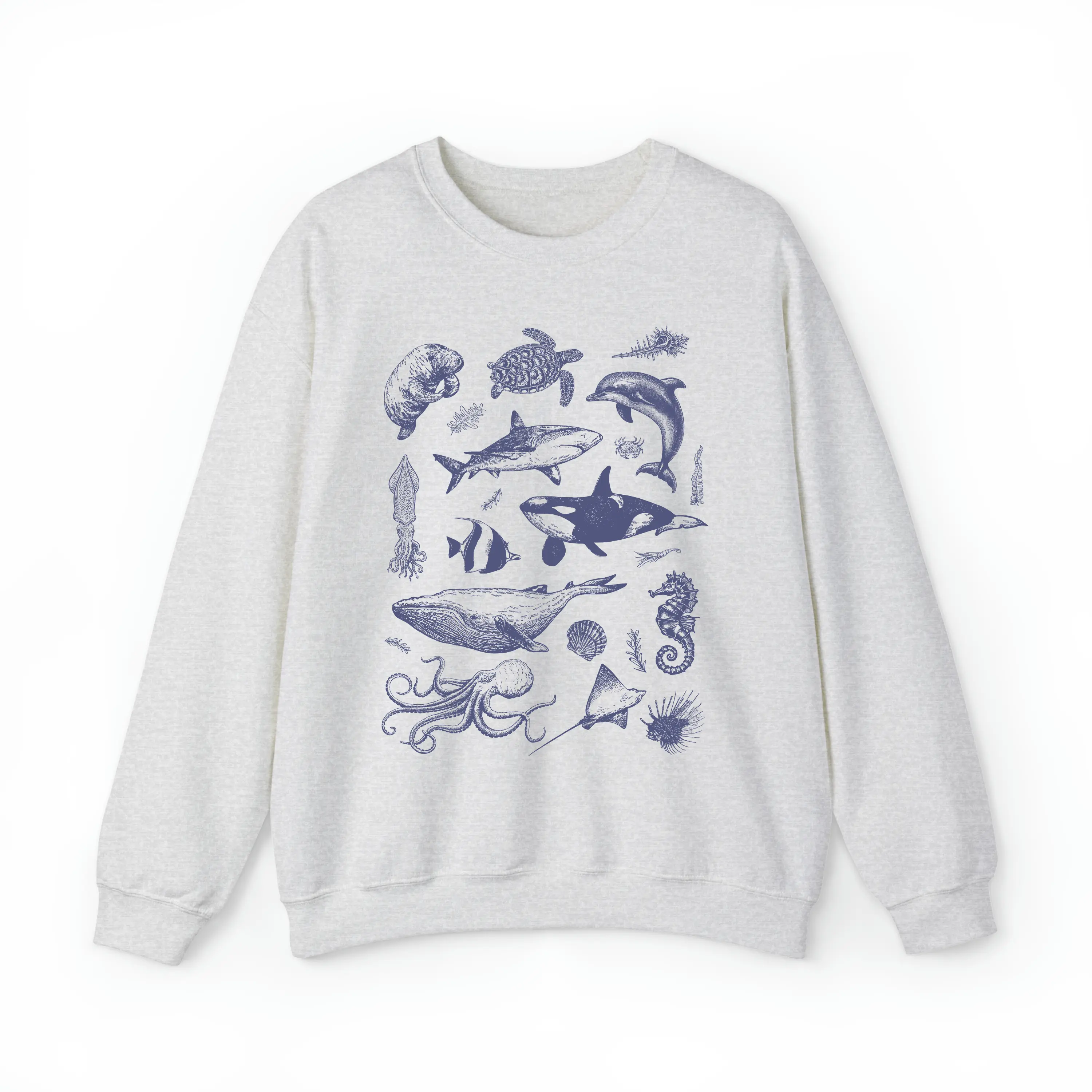 Vintage 90s Tattoo Sea Animal Sweatshirt, Retro Ocean Nature Sweater, Sealife, Ocean, Whale, Orca, Turtle, Dolphin Crewneck