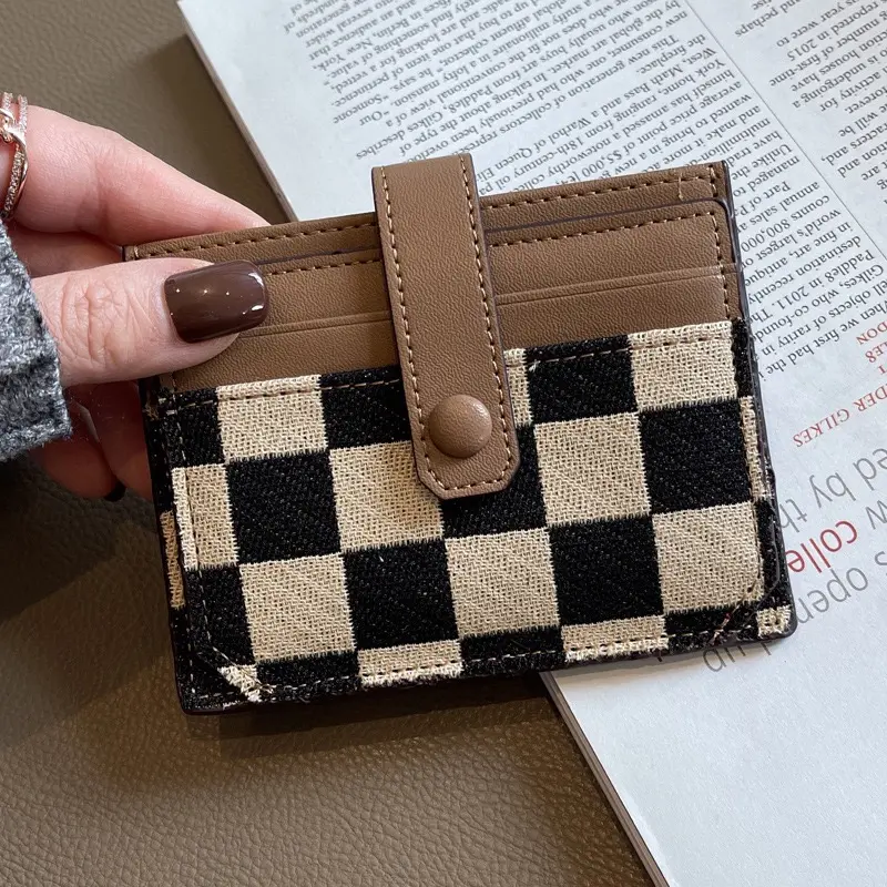 Women's Colorblock Plaid Pattern Short Wallet, Trifold Card Holder, Credit Card Holder, Credit Cards Holder, Casual Pu Leather Zipper, Trendy All‑match Wallet for Daily Use, Fashionable Card Holder
