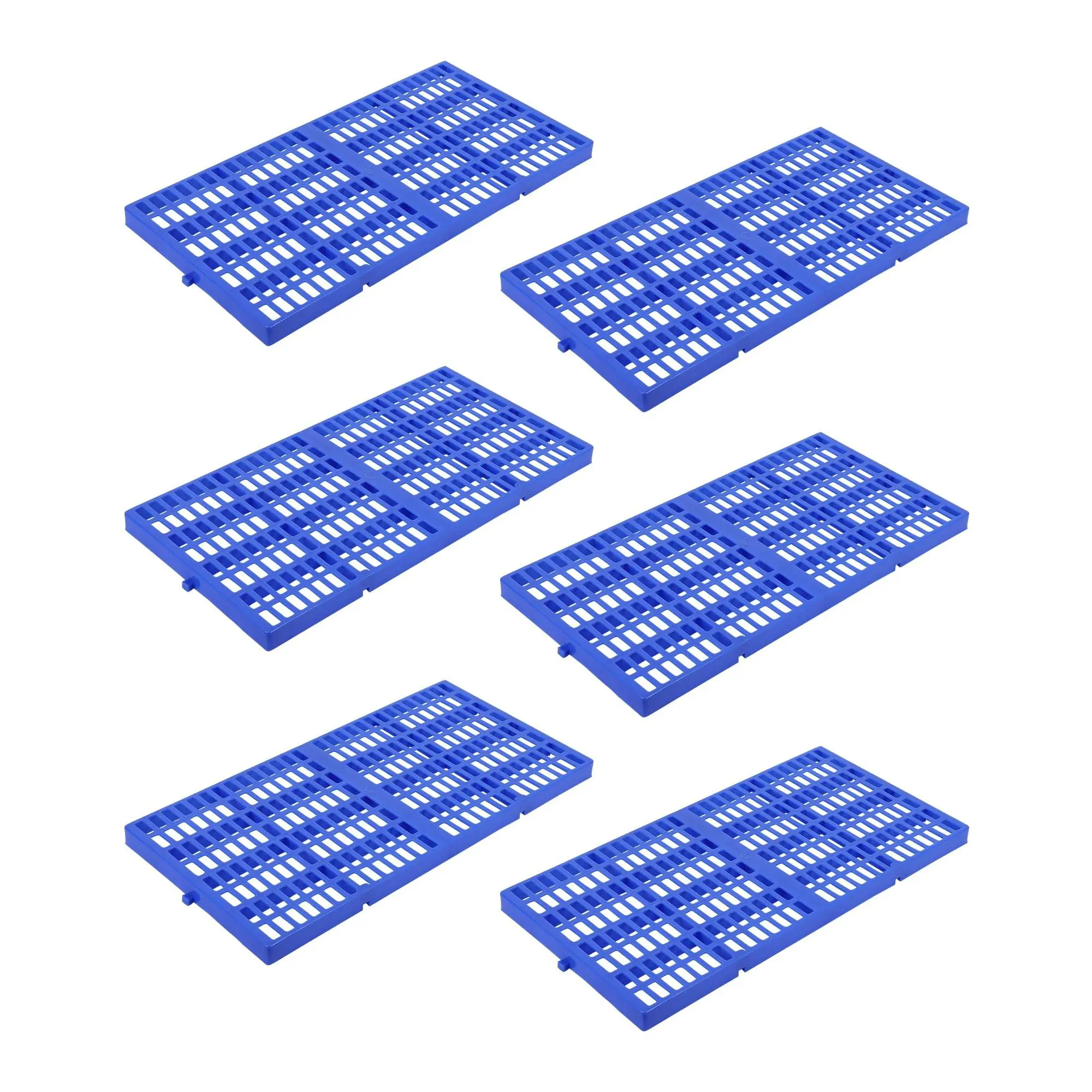 Stackable plastic pallet set – 6-pack of non-slip, waterproof & breathable PP pallets, up to 500 kg per pallet – For industry, workshop, garage, basement, market – approx,30x60x3 cm