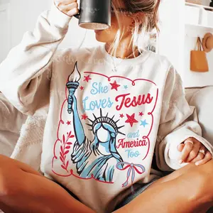She Loves Jesus and America too Shirt, 4th July Faith tee, Christian 4th july, Clean Look, Goes with Anything, Ready to Go, No