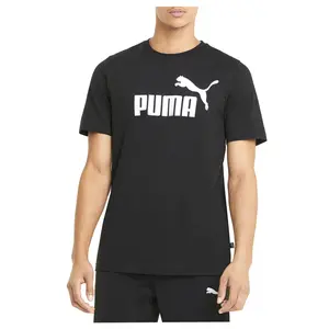 PUMA Mens Essentials Logo Crew Neck Short Sleeve Casual Tops Casual - Black