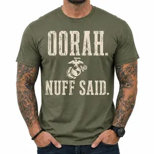 OORAH Nuff Said T-Shirt, USMC Marine Corps Back Print Tee, Veteran Pride Semper Fi Military Shirt
