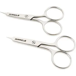2 PC Cuticle Scissors Set – 4 Inch Ultra Fine Curved & Straight Blade Nail Scissors – Precision Tip Manicure & Pedicure Set – Stainless Steel Beauty Tools for Eyebrow, Eyelash & Cuticle Care
