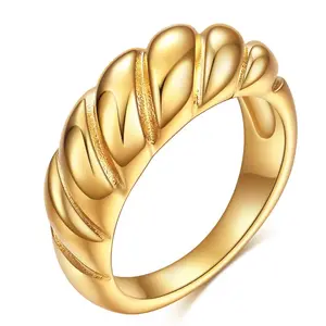 Creative retro simple titanium steel twisted rectangular ring, suitable for daily wear, dining, dating, party, Father's Day, Thanksgiving, perfect gift for Christmas  w120